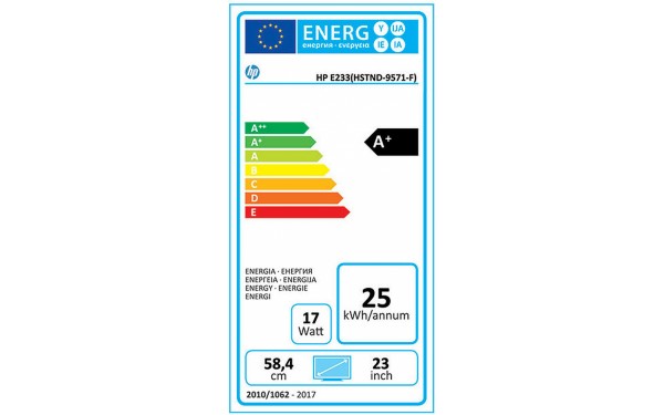 HEWLETT PACKARD HP EliteDisplay E233 - &Eacute;tiquette &eacute;nergie