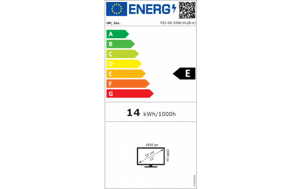 HEWLETT PACKARD HP P22 G5 - &Eacute;tiquette &eacute;nergie v2