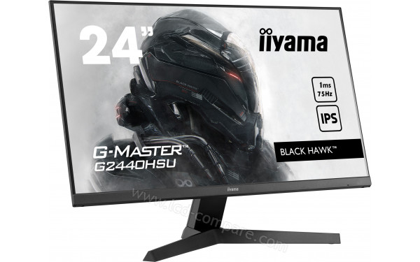 IIYAMA G-Master G2440HSU-B1 - Vue 3/4 gauche en position inclin&eacute;e