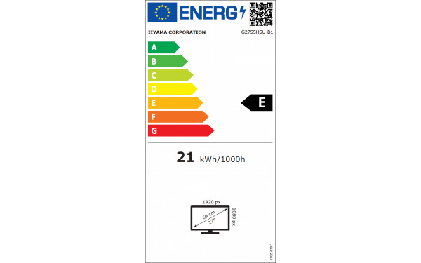 IIYAMA G-Master G2755HSU-B1 - &Eacute;tiquette &eacute;nergie v2