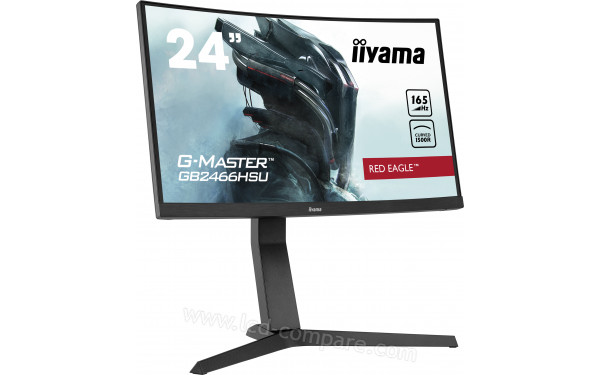 IIYAMA G-Master GB2466HSU-B1 - Vue 3/4 gauche en position haute et inclin&eacute;e