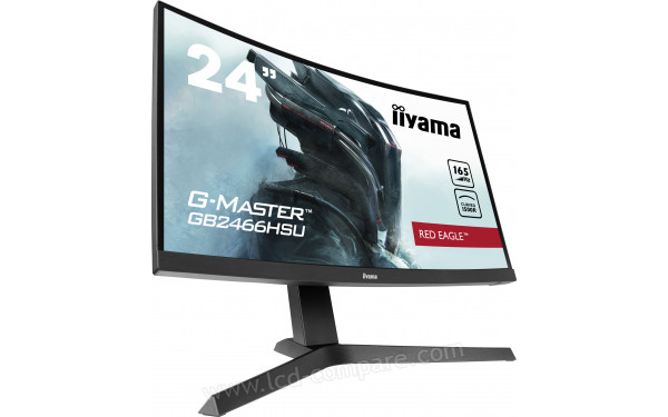 IIYAMA G-Master GB2466HSU-B1 - Vue 3/4 gauche en position basse et inclin&eacute;e