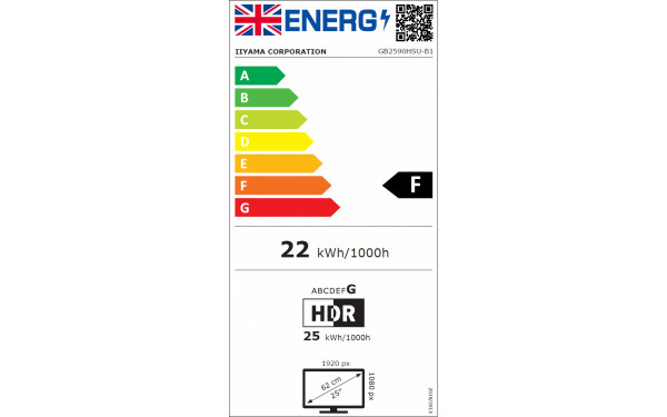 IIYAMA G-Master GB2590HSU-B1 - &Eacute;tiquette &eacute;nergie v2