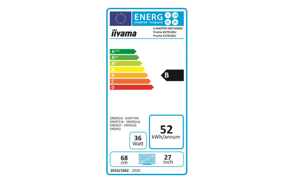 IIYAMA G-Master GB2730QSU-B1 - &Eacute;tiquette &eacute;nergie