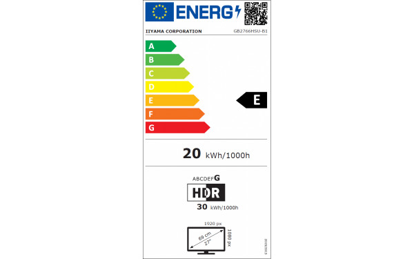 IIYAMA G-Master GB2766HSU-B1 - &Eacute;tiquette &eacute;nergie v2