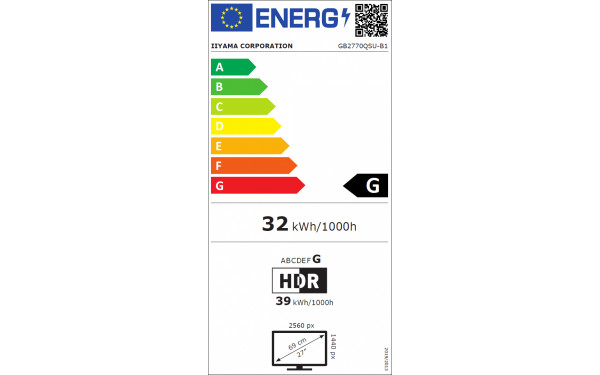 IIYAMA G-Master GB2770QSU-B1 - &Eacute;tiquette &eacute;nergie v2