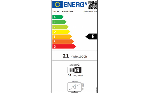 IIYAMA G-Master GB2795HSU-B1 - &Eacute;tiquette &eacute;nergie v2