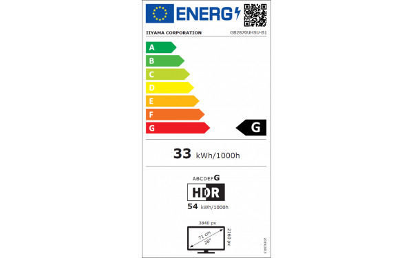 IIYAMA G-Master GB2870UHSU-B1 - &Eacute;tiquette &eacute;nergie v2