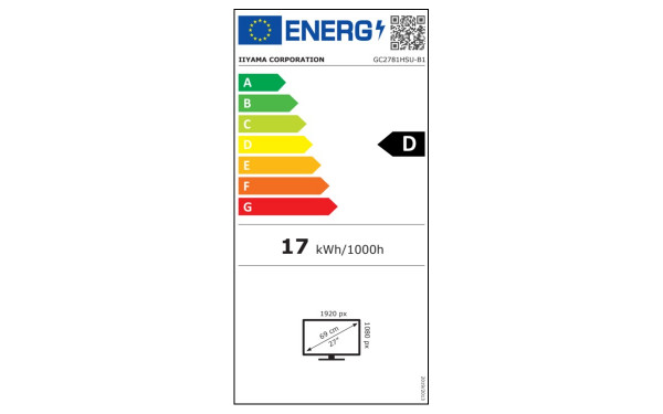 IIYAMA G-Master GC2781HSU-B1 - &Eacute;tiquette &eacute;nergie v2