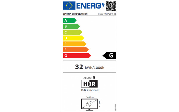 IIYAMA G-Master GCB3481WQSU-B1 - &Eacute;tiquette &eacute;nergie v2
