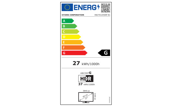 IIYAMA ProGraphic HB2701UHSNP-B1 - &Eacute;tiquette &eacute;nergie v2