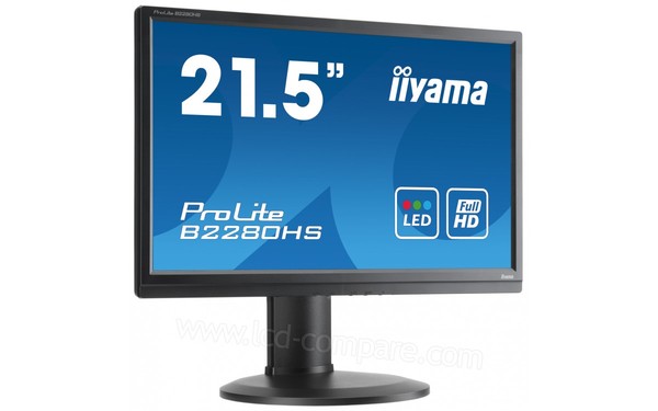 IIYAMA ProLite B2280HS-B1 - Vu 3/4 gauche pied baiss&eacute;