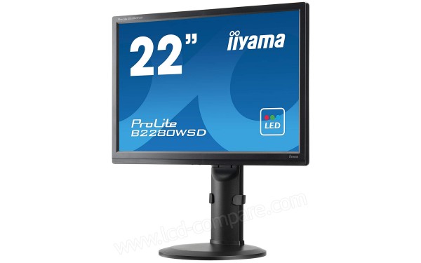 IIYAMA ProLite B2280WSD-B1 - Vue 3/4 droite pied &eacute;lev&eacute;