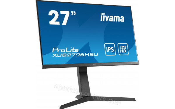 IIYAMA ProLite XUB2796HSU-B1 - Vue 3/4 gauche en position inclin&eacute;e
