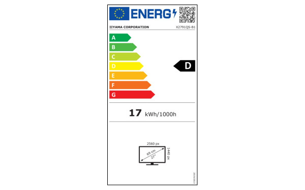 IIYAMA ProLite X2791QS-B1 - &Eacute;tiquette &eacute;nergie v2