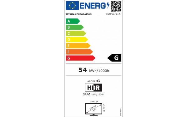 IIYAMA ProLite X4373UHSU-B1 - &Eacute;tiquette &eacute;nergie v2