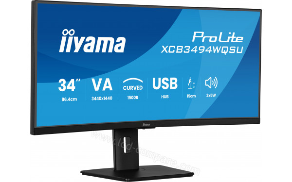 IIYAMA ProLite XCB3494WQSU-B1 - Vue 3/4 gauche