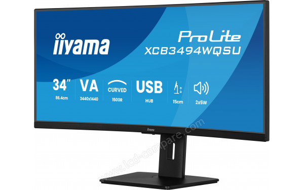 IIYAMA ProLite XCB3494WQSU-B1 - Vue 3/4 droite