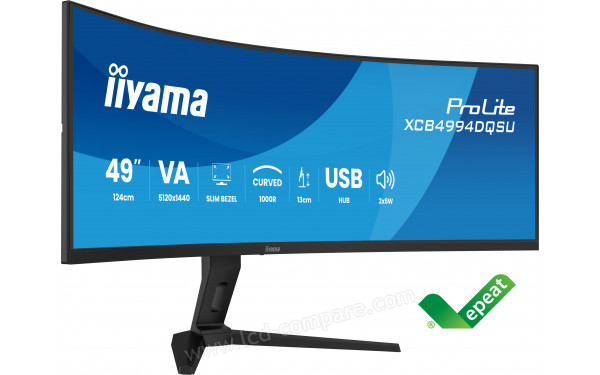 IIYAMA ProLite XCB4994DQSU-B1 - Vue 3/4 gauche