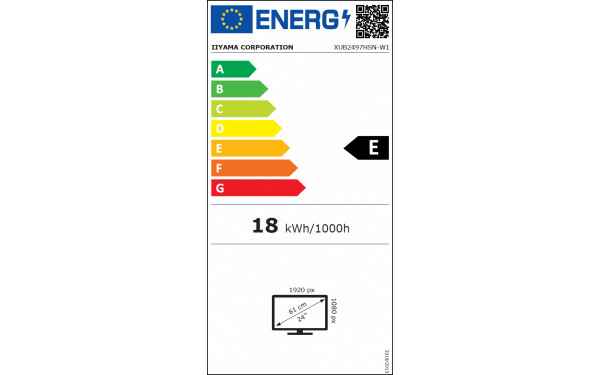 IIYAMA ProLite XUB2497HSN-W1 - &Eacute;tiquette &eacute;nergie v2