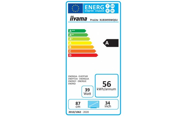 IIYAMA ProLite XUB3493WQSU-B1 - &Eacute;tiquette &eacute;nergie