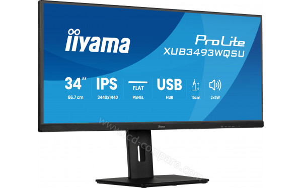 IIYAMA ProLite XUB3493WQSU-B6 - Vue 3/4 gauche