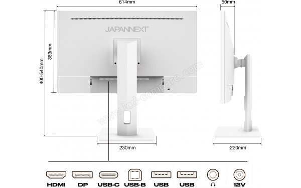 JAPANNEXT JN-IPS270UHD60F-C65W-HSP-W - Connectiques