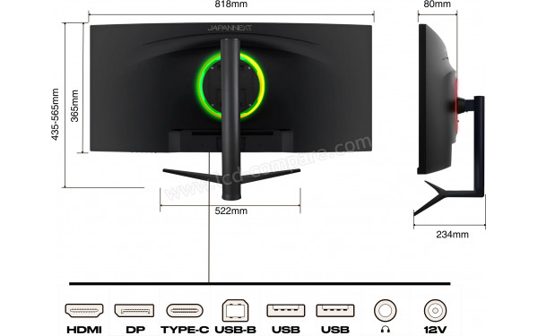JAPANNEXT JN-IPS340UWQHD60C-C65W-HS - Multi-vues