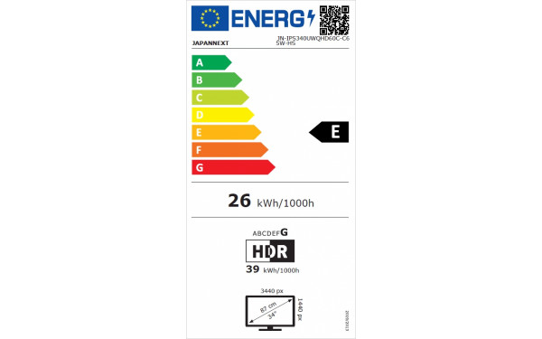 JAPANNEXT JN-IPS340UWQHD60C-C65W-HS - &Eacute;tiquette &eacute;nergie v2