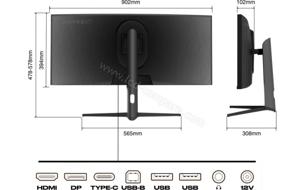 JAPANNEXT JN-IPSC375UWQHDPR-H-C65W - Multi-vues