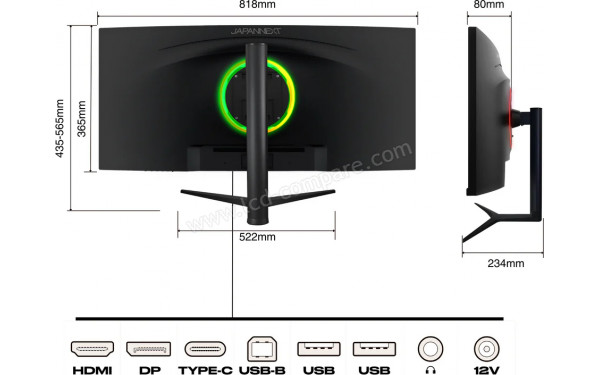 JAPANNEXT JN-IPSC34UWQHDR-C65W-H - Connectiques