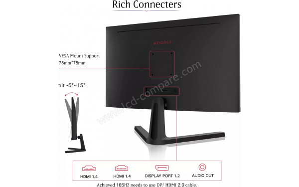 KOORUI 24E4 - Vue 3/4 arri&egrave;re