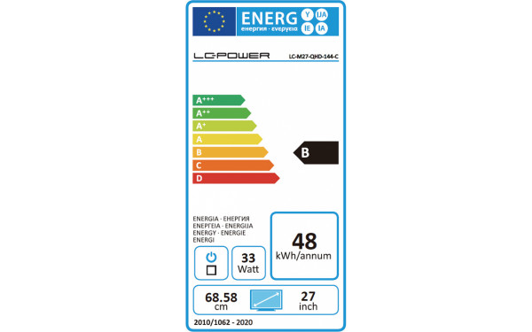 LC-POWER LC-M27-QHD-144-C - &Eacute;tiquette &eacute;nergie