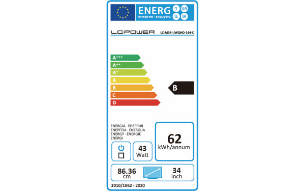 LC-POWER LC-M34-UWQHD-144-C - &Eacute;tiquette &eacute;nergie