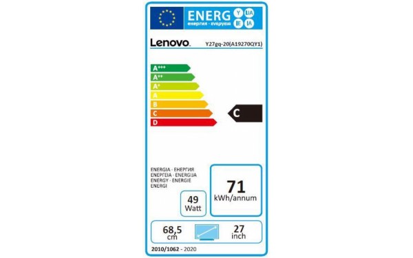 LENOVO Y27gq-20 sans audio - &Eacute;tiquette &eacute;nergie
