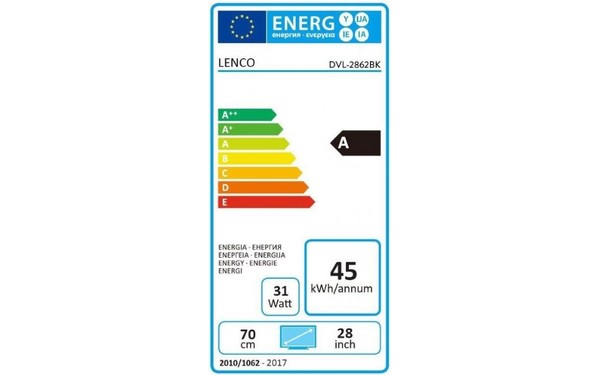 LENCO DVL-2862 Blanc - &Eacute;tiquette &eacute;nergie
