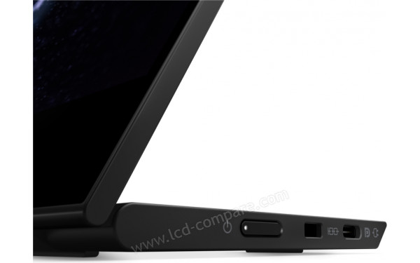 LENOVO ThinkVision M14t - Zoom sur le bouton et les connectiques (c&ocirc;t&eacute; droit)