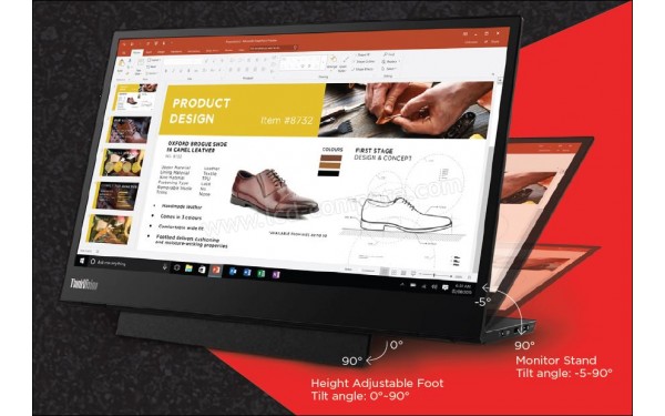 LENOVO ThinkVision M14 - Pied int&eacute;gr&eacute; qui permet de le r&eacute;hausser