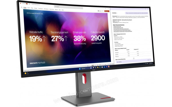LENOVO ThinkVision P40WD-40 - Vue 3/4 gauche