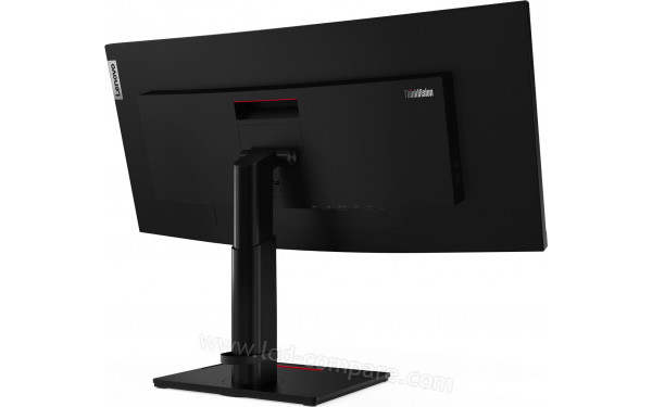 LENOVO ThinkVision T34w-20 - Vue 3/4 arri&egrave;re (hauteur diff&eacute;rente)