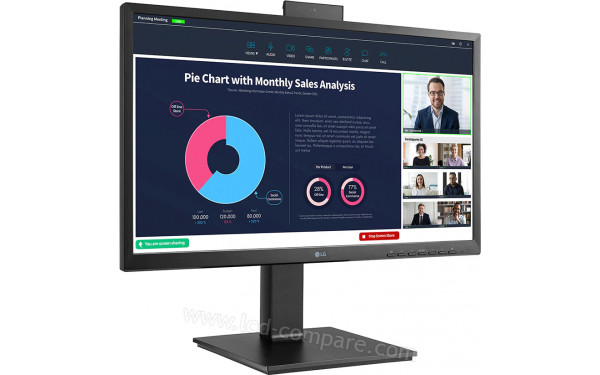 LG 24BP750C-B - Vue 3/4 gauche cam&eacute;ra visible