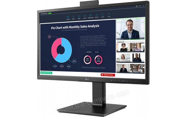 LG 24BP750C-B - Vue 3/4 droite cam&eacute;ra visible