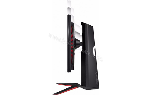 LG 24GN65R-B - Vue de profil droit r&eacute;glage hauteur