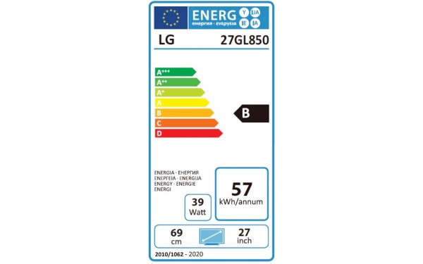 LG 27GL850-B - &Eacute;tiquette &eacute;nergie