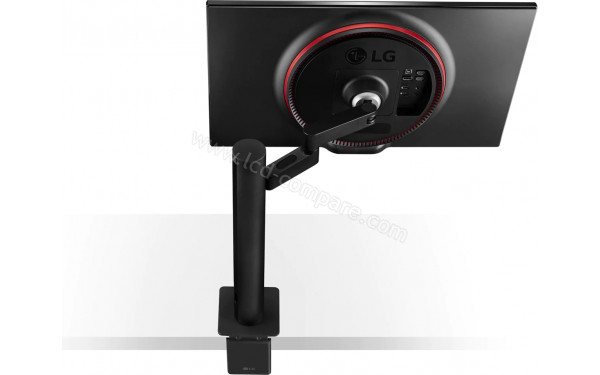 LG 27GN880-B - Vue plong&eacute;e de l'arri&egrave;re avec pied &agrave; gauche 