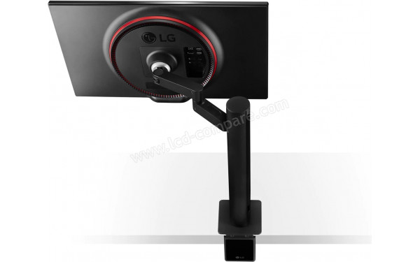 LG 27GN880-B - Vue plong&eacute;e de l'arri&egrave;re avec pied &agrave; droite