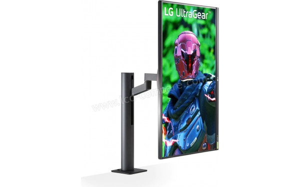 LG 27GN88A-B - Vue 3/4 gauche en mode portrait