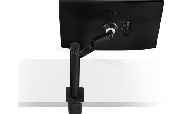 LG 27QN880-B - Vue plong&eacute;e de l'arri&egrave;re avec pied &agrave; gauche 