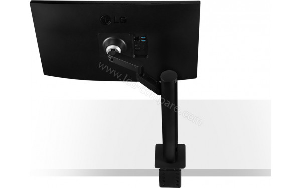 LG 27QN880-B - Vue plong&eacute;e de l'arri&egrave;re avec pied &agrave; droite