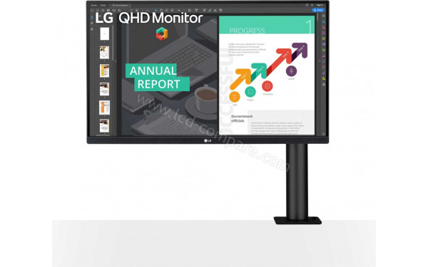 LG 27QN880-B - Vue de face avec pied &agrave; droite